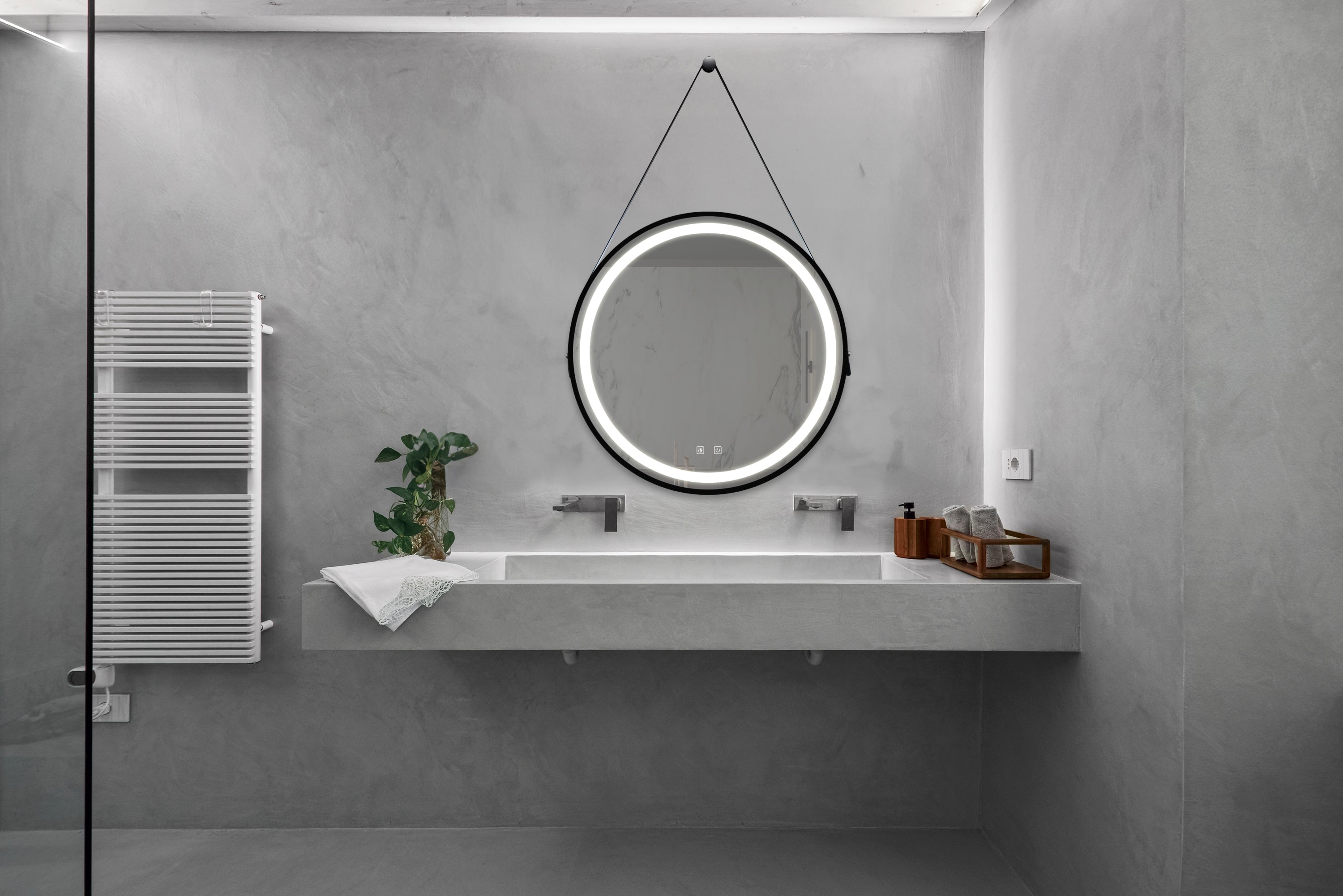 24 Inch Bathroom Led Classy Vanity Mirror With Focused Backplane, Black Aluminum Alloy Frame, High Lumen, Dimmable Touch, Wall Switch Control, Anti-Fog, Cri 95 Adjustable 3000K-4500K-6000K, Ip54 Waterproof