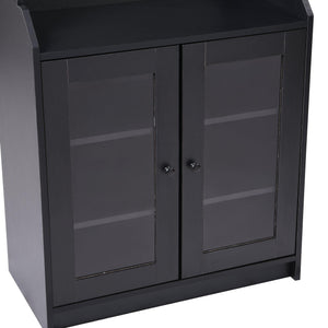 Elegant Tall Cabinet With Acrylic Board Door, Versatile Sideboard With Graceful Curves, Contemporary Bookshelf With Adjustable Shelves For Living Room, Black