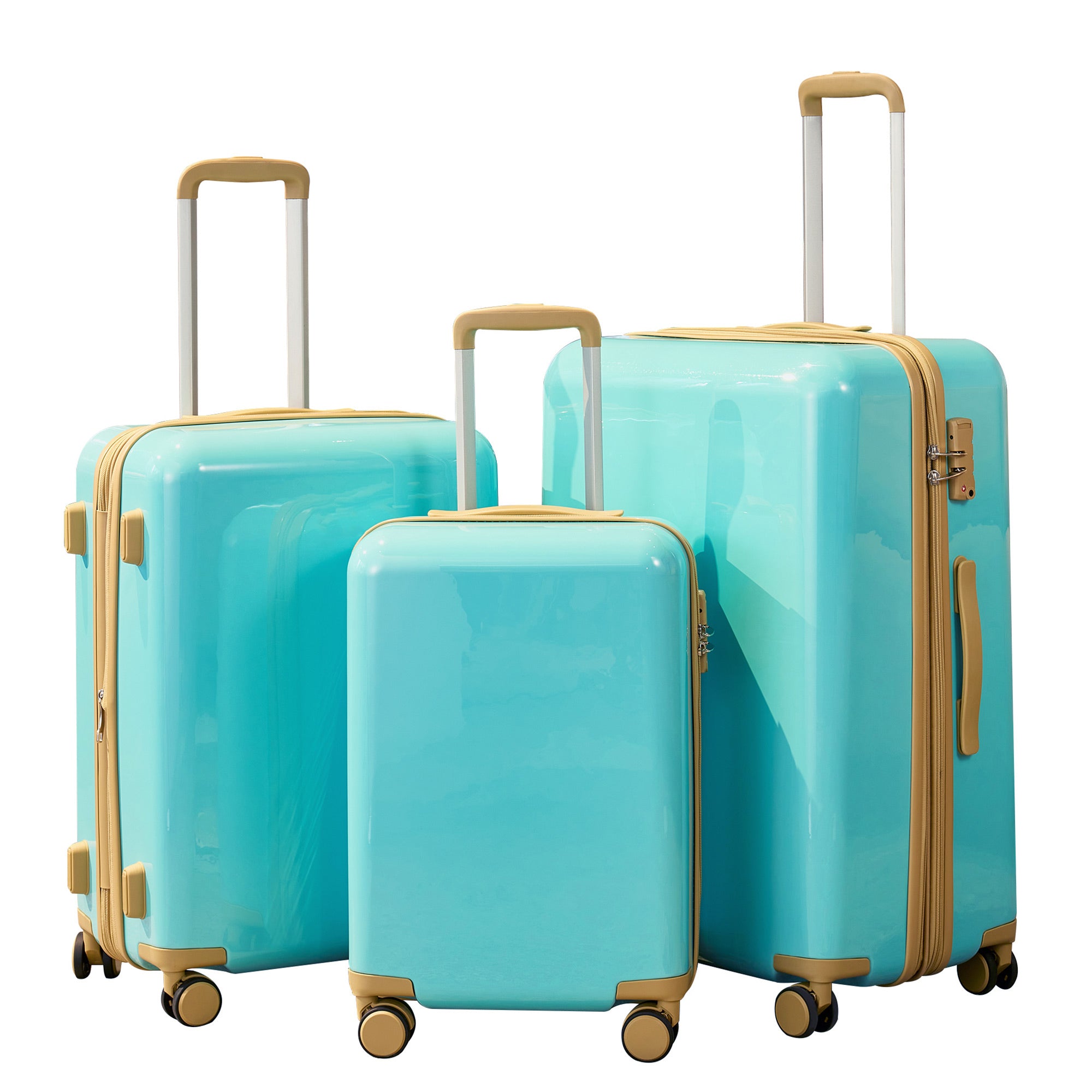 🆓🚛 Hardshell Luggage Sets 3 Piece Double Spinner 8 Wheels Suitcase With TSA Lock Lightweight 20''24''28'', Teal
