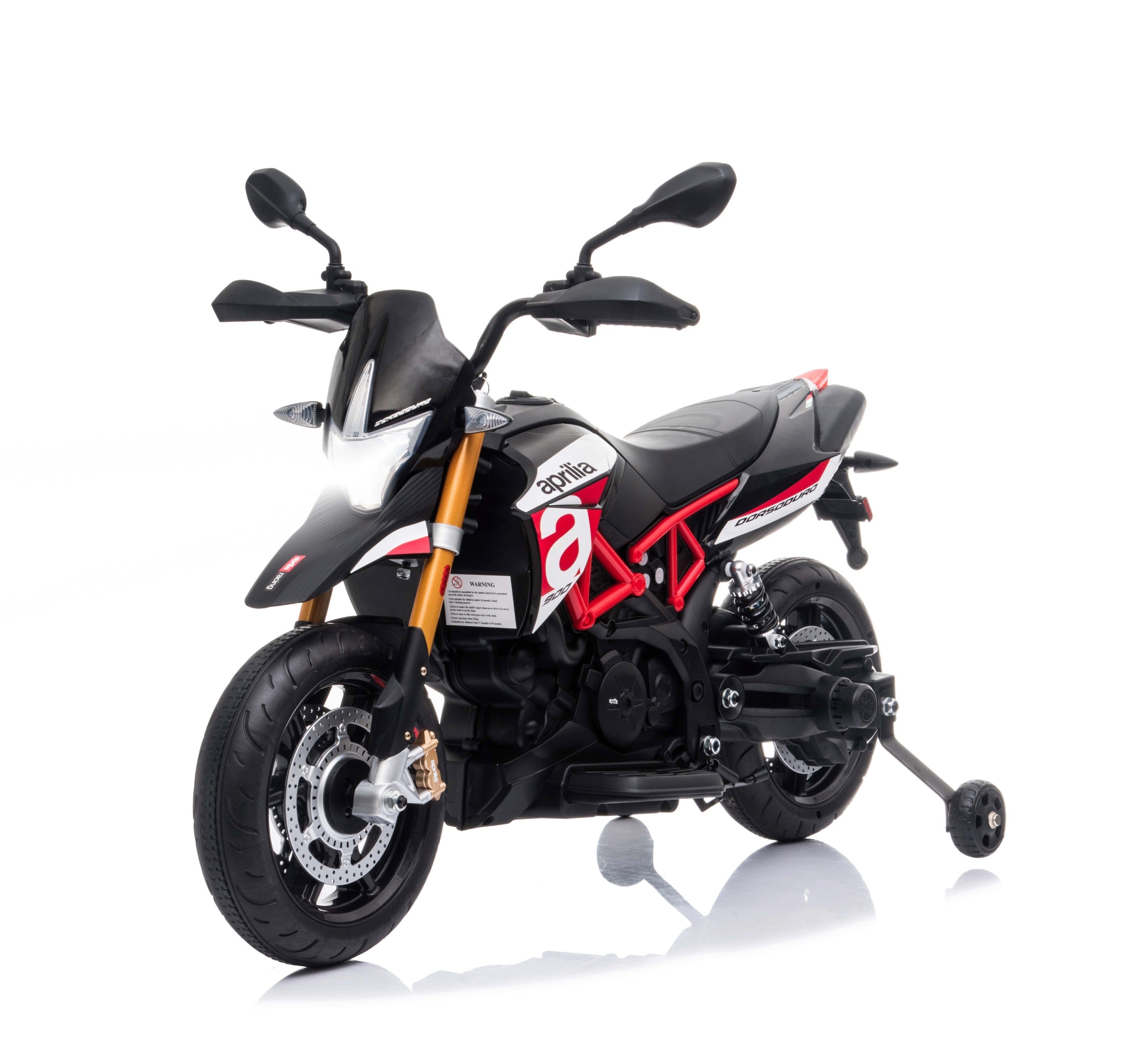 🆓🚛 Red, Licensed Aprilia Electric Motorcycle, 12V Kids Motorcycle, Ride On Toy W/Training Wheels, Spring Suspension, Led Lights, Sounds & Music, Mp3, Battery Powered Dirt Bike for Boys & Girls