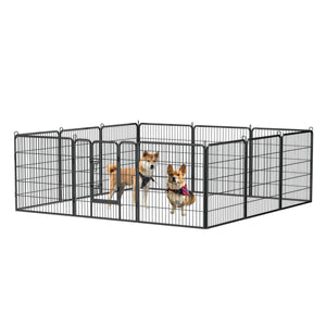 Dog Pens Outdoor 32" Height Foldable 12 Panels Heavy Duty Metal Portable Dog Playpen Indoor Anti-Rust Exercise Dog Fence With Doors For Large/Medium/Small Pets Play Pen For RV Camping Yard