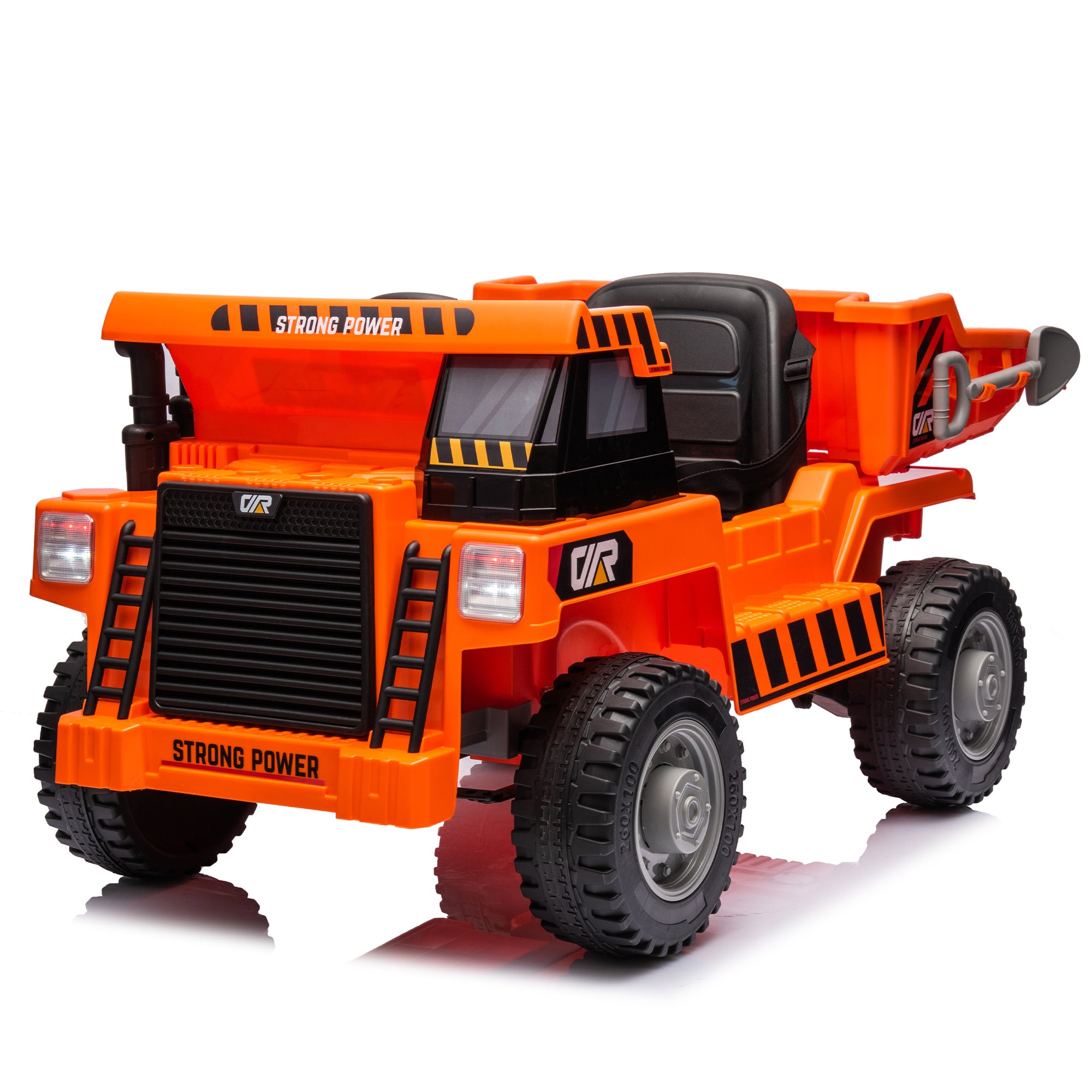 🆓🚛 Ride On Dump Truck, 12V Ride On Car With Parents Control, Electric Dump Bed and Extra Shovel, Phone Stand, Three-Point Seat Belt, Easy Installation, Age 3+, Mp3, Music, Bluetooth, USB, Orange