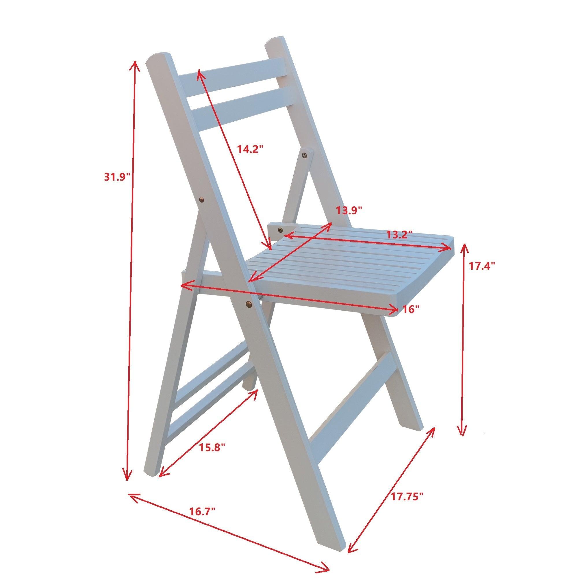 Furniture Slatted Wood Folding Special Event Chair - White, Set of 4