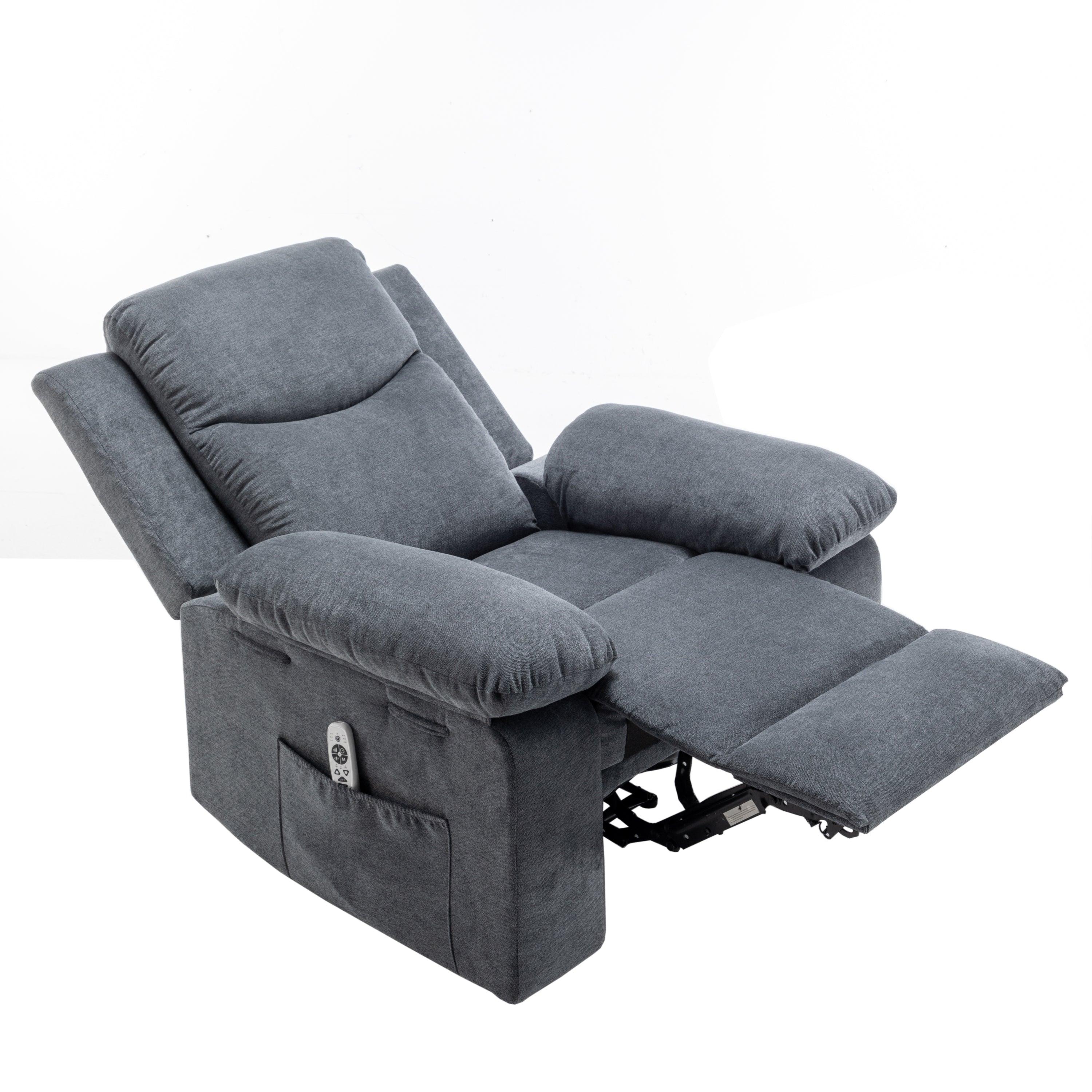 🆓🚛 Pustin Power Fabric Recliner Chair With Adjustable Massage Functions - Dark Gray