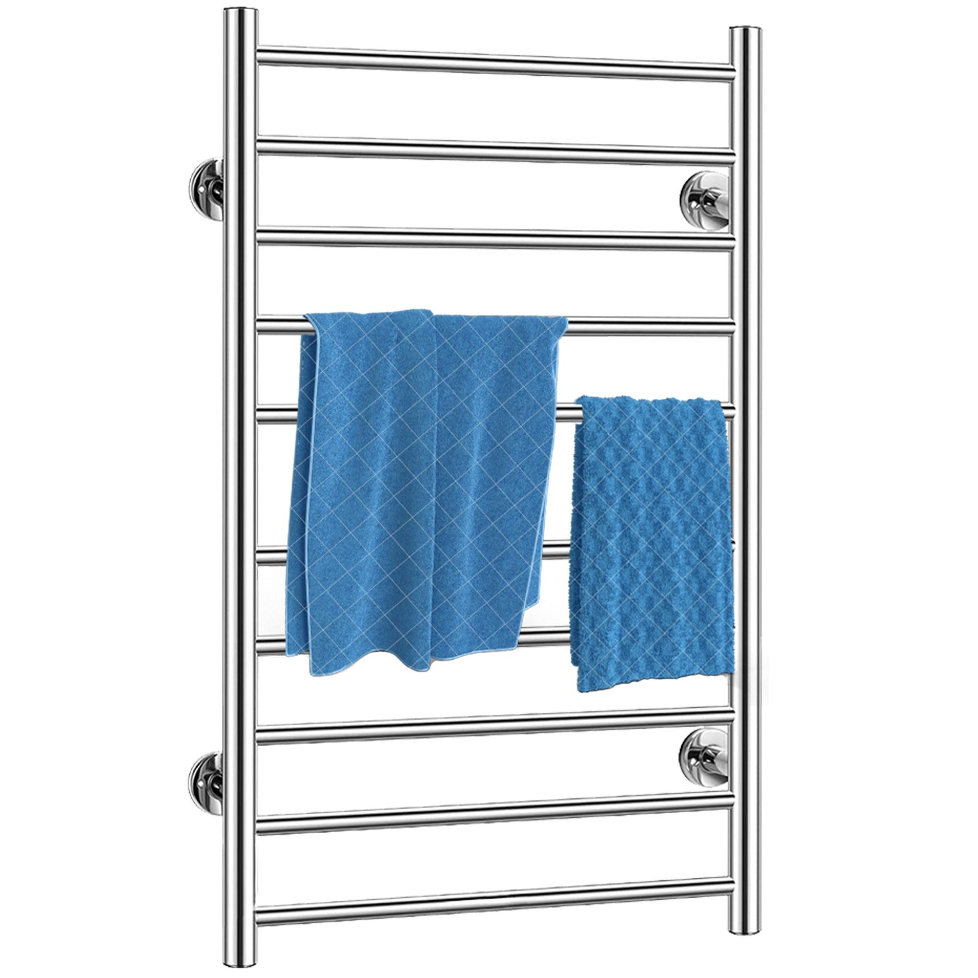 Electric Heated Towel Rack for Bathroom, Wall Mounted Towel Warmer, 10 Stainless Steel Bars Drying Rack