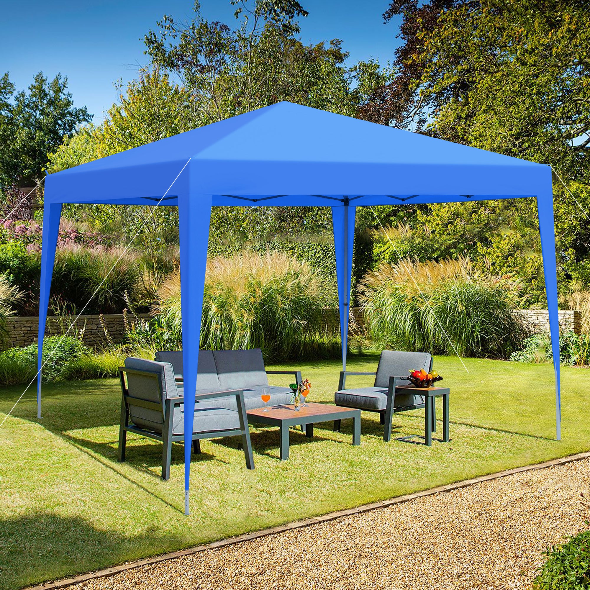 🆓🚛 Outdoor 10x 10Ft Pop Up Gazebo Canopy Tent with 4pcs Weight sand bag & Carry Bag, Blue