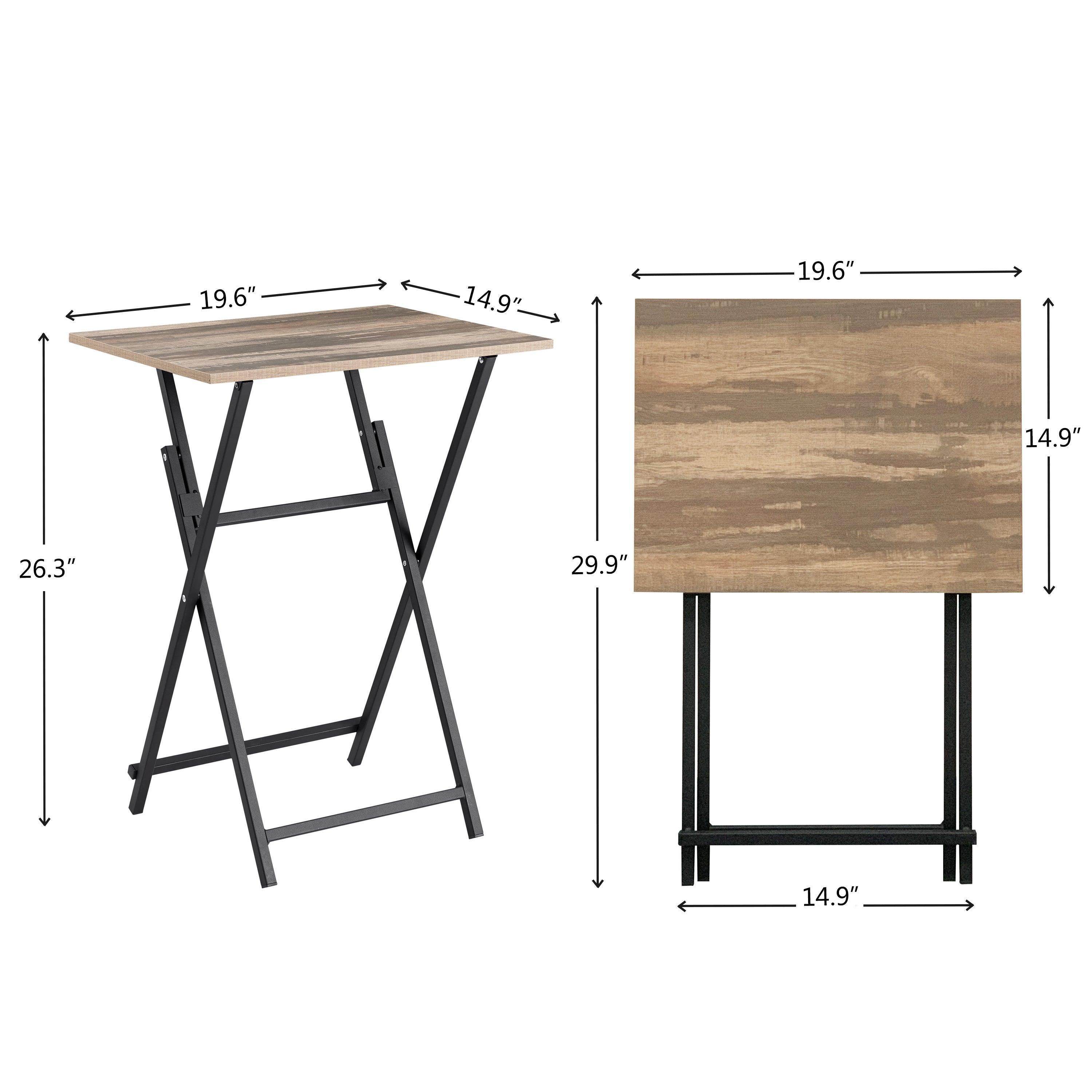 🆓🚛 2-Piece Folding Tv Tray Table, Space-Saving, Easy To Fold, Wood Rustic, Brown and Black