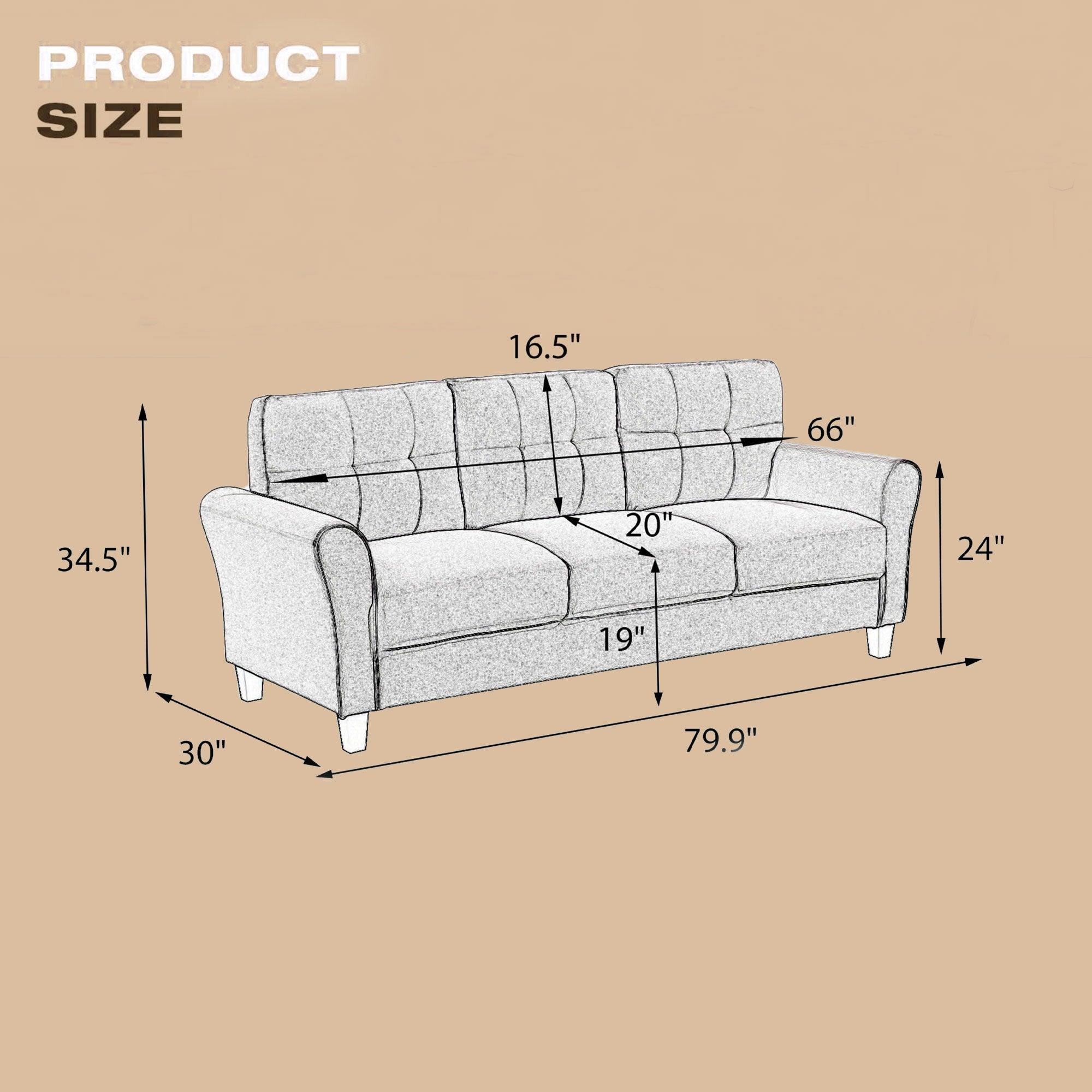 🆓🚛 79.9" Modern Living Room Sofa Linen Upholstered Couch Furniture for Home Or Office, Light Gray