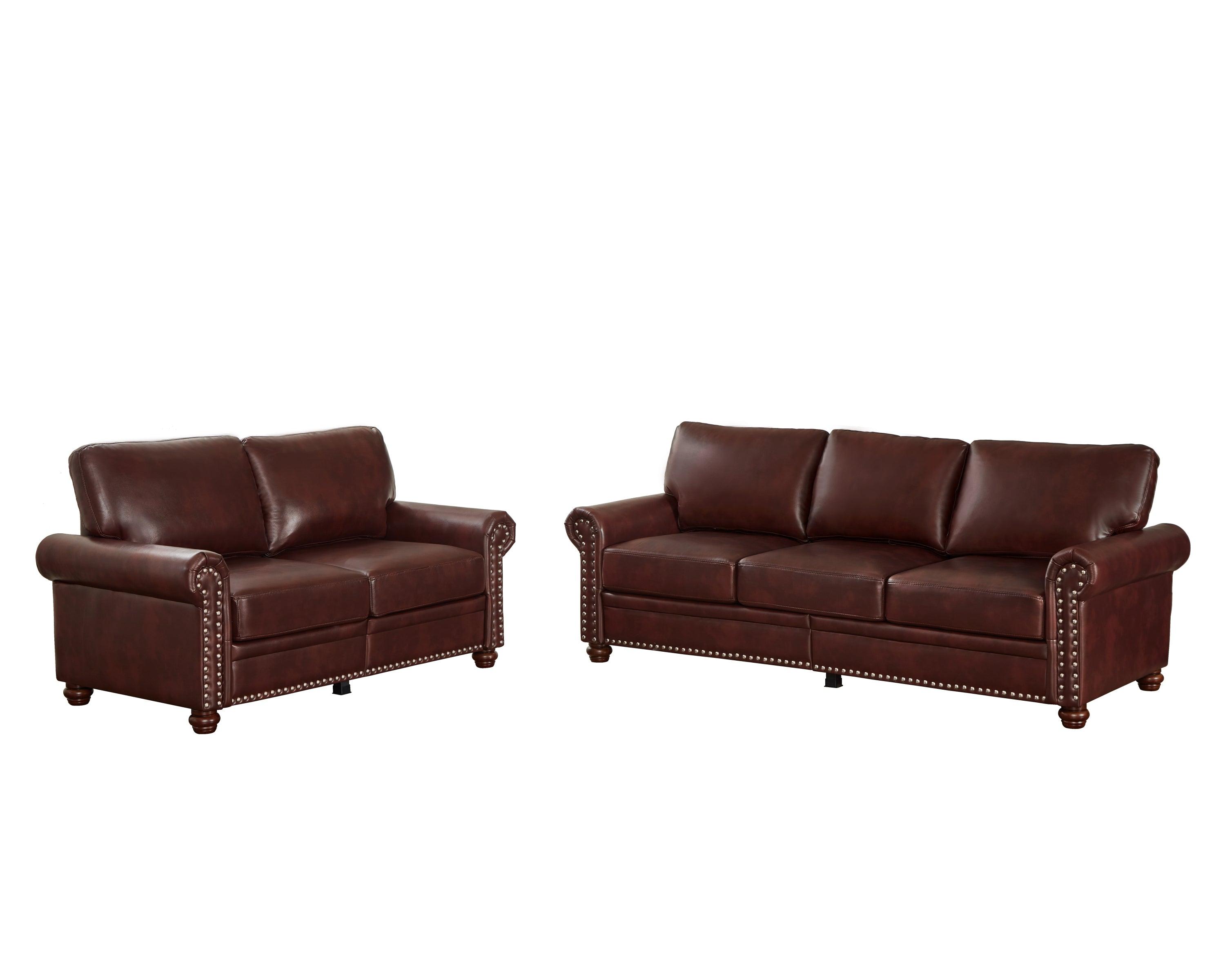 🆓🚛 Living Room Sofa With Storage Sofa 2+3 Sectional Burgundy Faux Leather