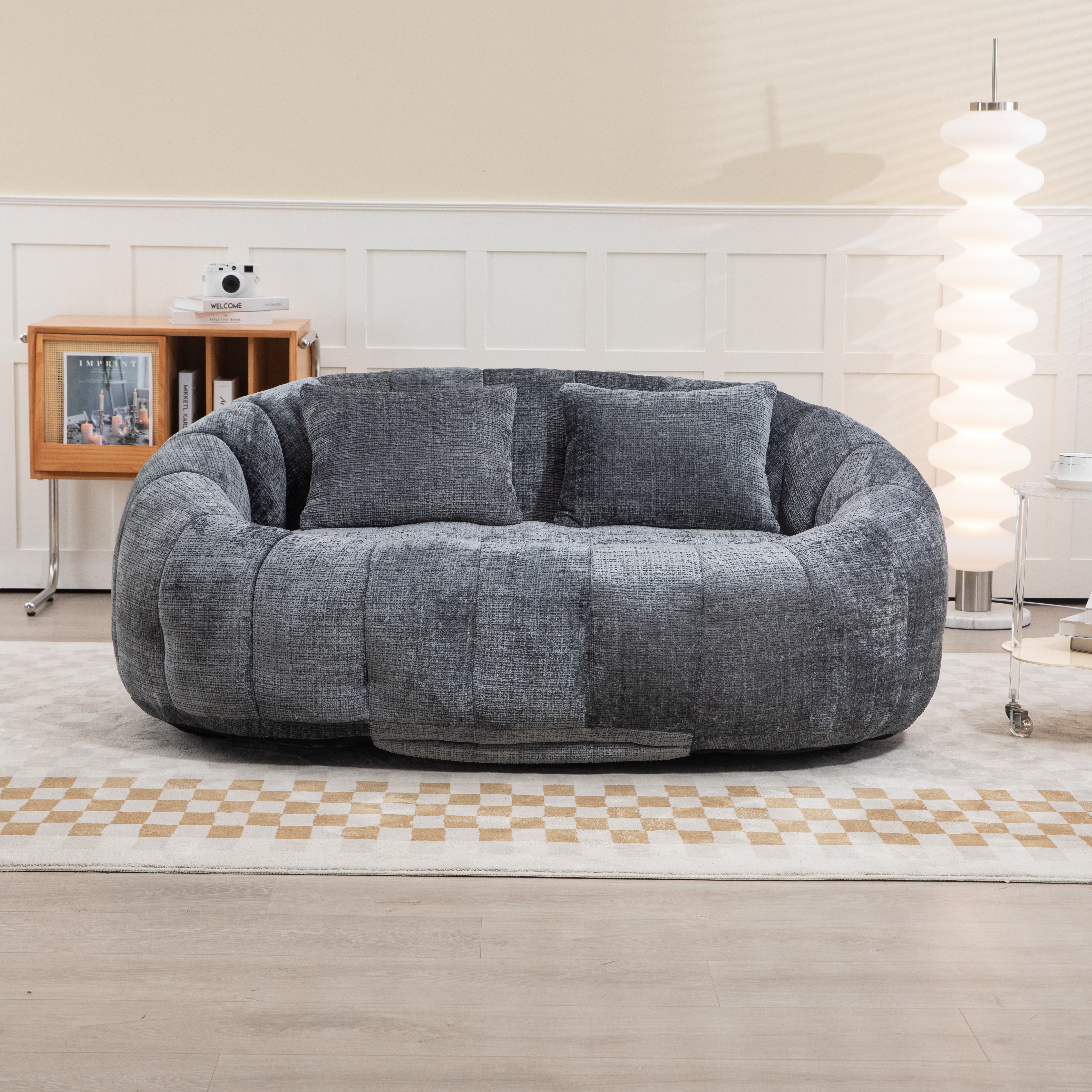 Lazy Sofa Durable Comfort Lounger High Back Bean Bag Chair Couch for Adults and Kids, Indoor & Outdoor, Accent Floor Soft Lounge Chair, Gray Chenille