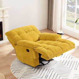 Ergonomic Glider 360 Degree Swivel Chair, Overstuffed Manual Rocking Recliner for Living Room YELLOW