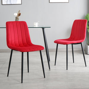 GIKILI Modern Dining Kitchen Chairs with Black Coated Metal Legs (set of 4), Red