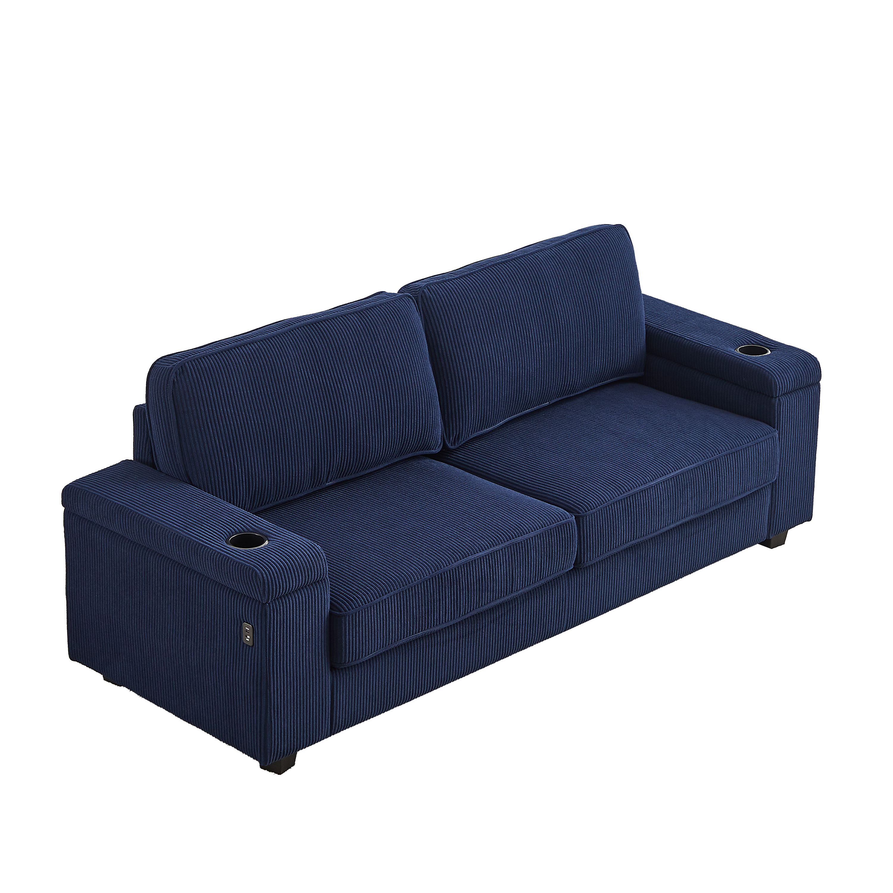 86.5 Inch Sofa Couch- Deep Seat Sofa With Two Storage Spaces, T-Pyce Charging Ports, Usb Charging Ports & 2 Cup, Corduroy 3 Seater Couch, Modern Sofas for Living Room