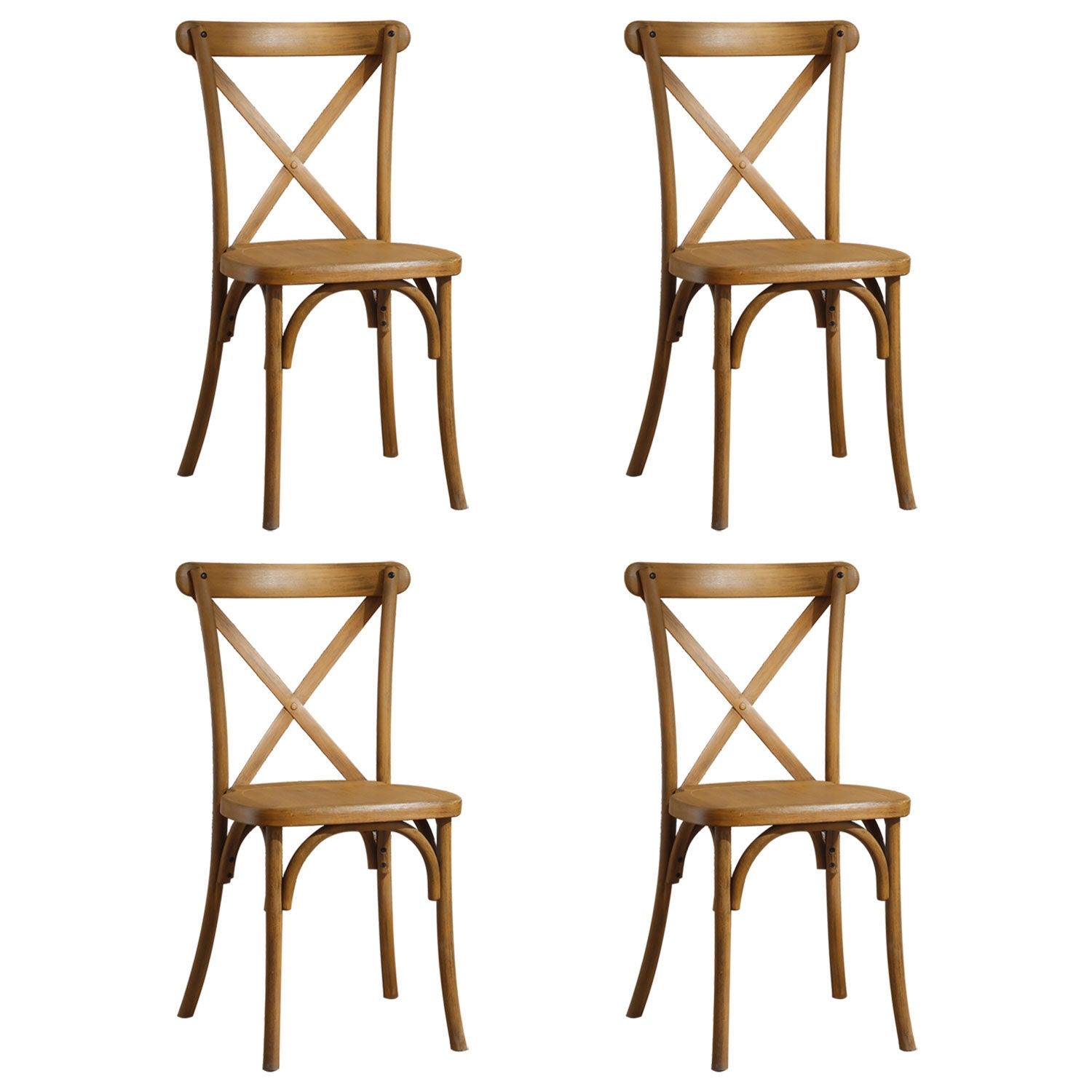 🆓🚛 4-Pack Resin X-Back Chair, Natural Mid Century Chair Modern Farmhouse Cross Back Chair for Kitchen Natural