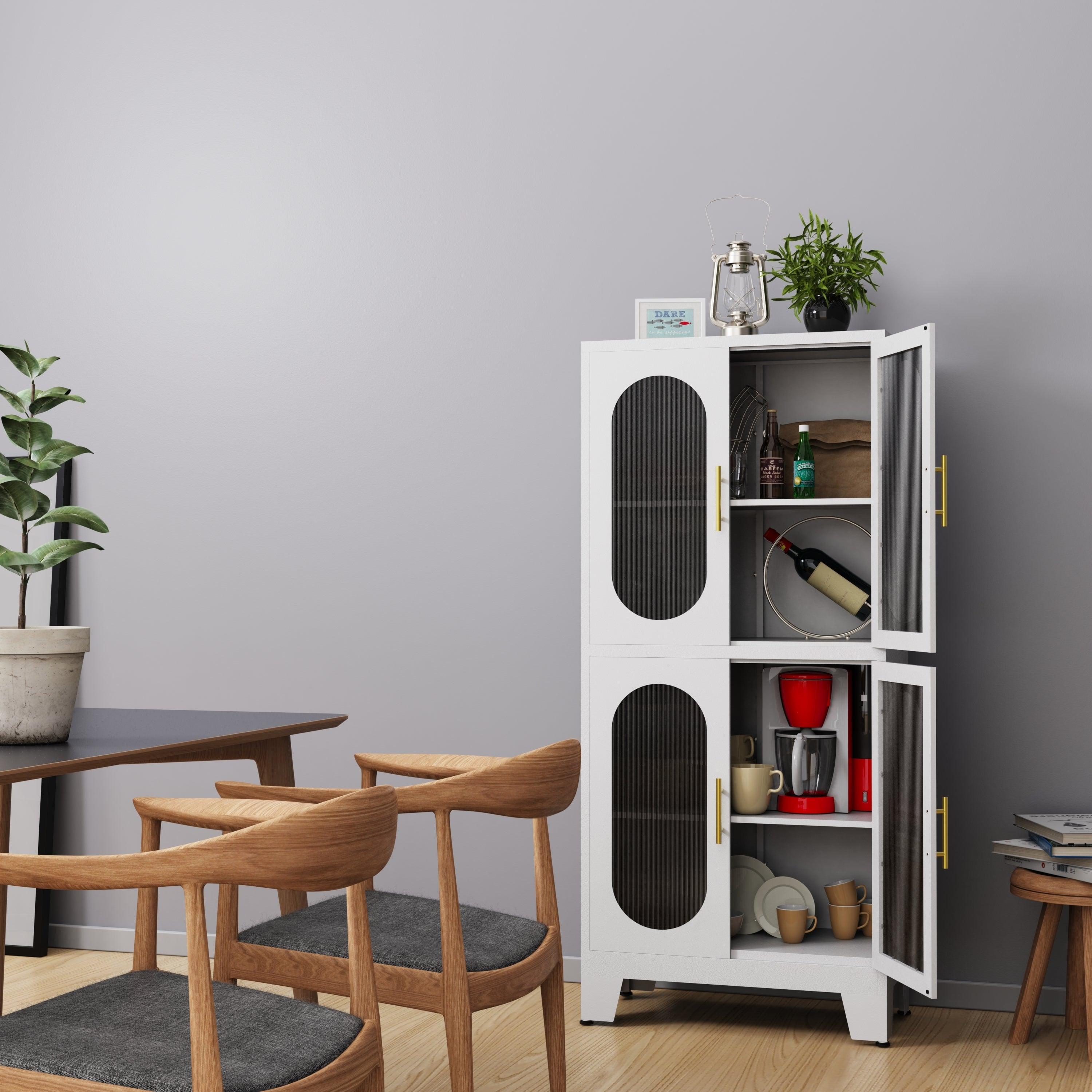 🆓🚛 Metal Storage Cabinet 2 Doors & 3 Adjustable Shelves for Living Room, Kitchen, Office & Garage