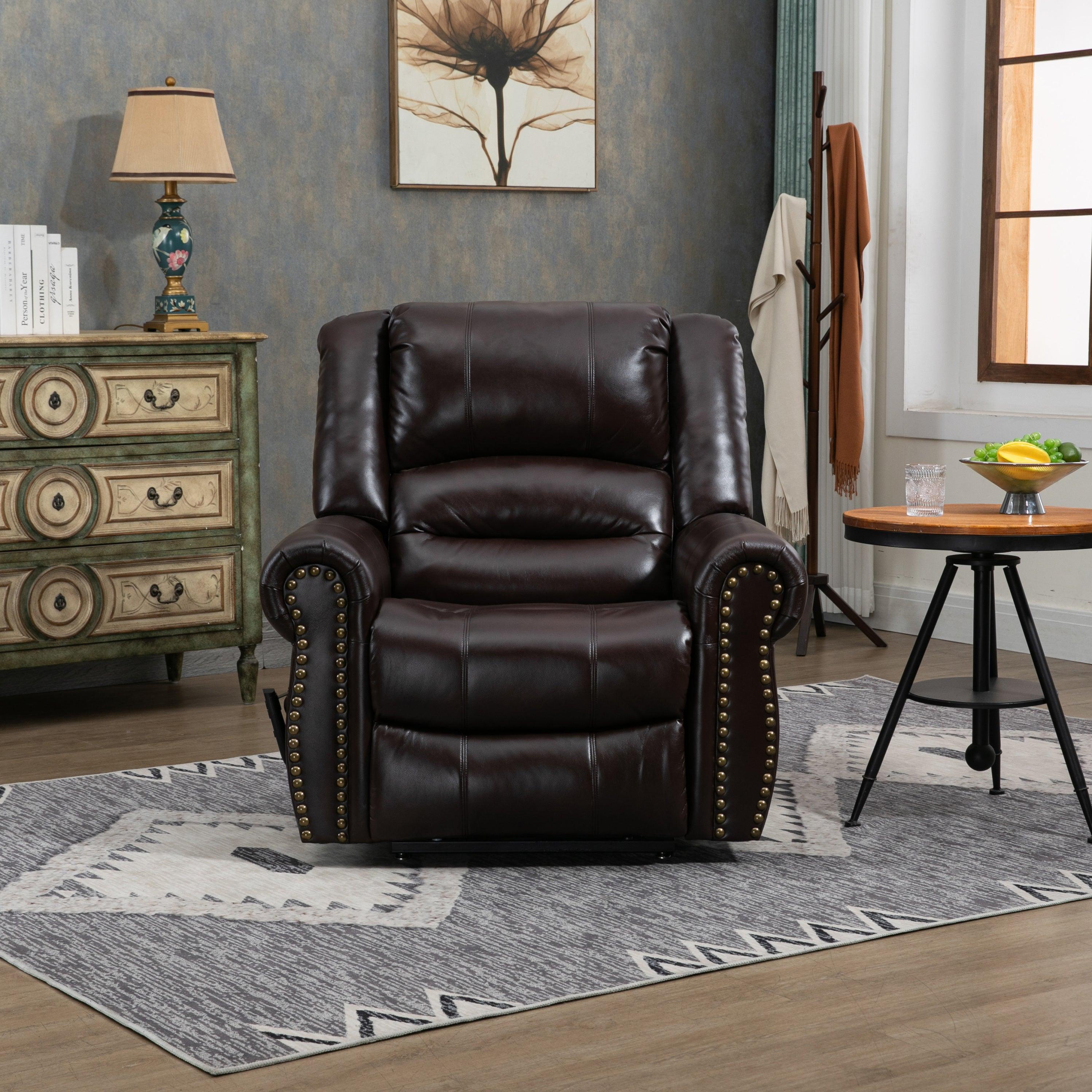 🆓🚛 Power Lift Recliner Chair Heat Massage Dual Motor Infinite Position Up To 350 Lbs, Faux Leather, Heavy Duty Motion Mechanism With Usb Ports, Brown