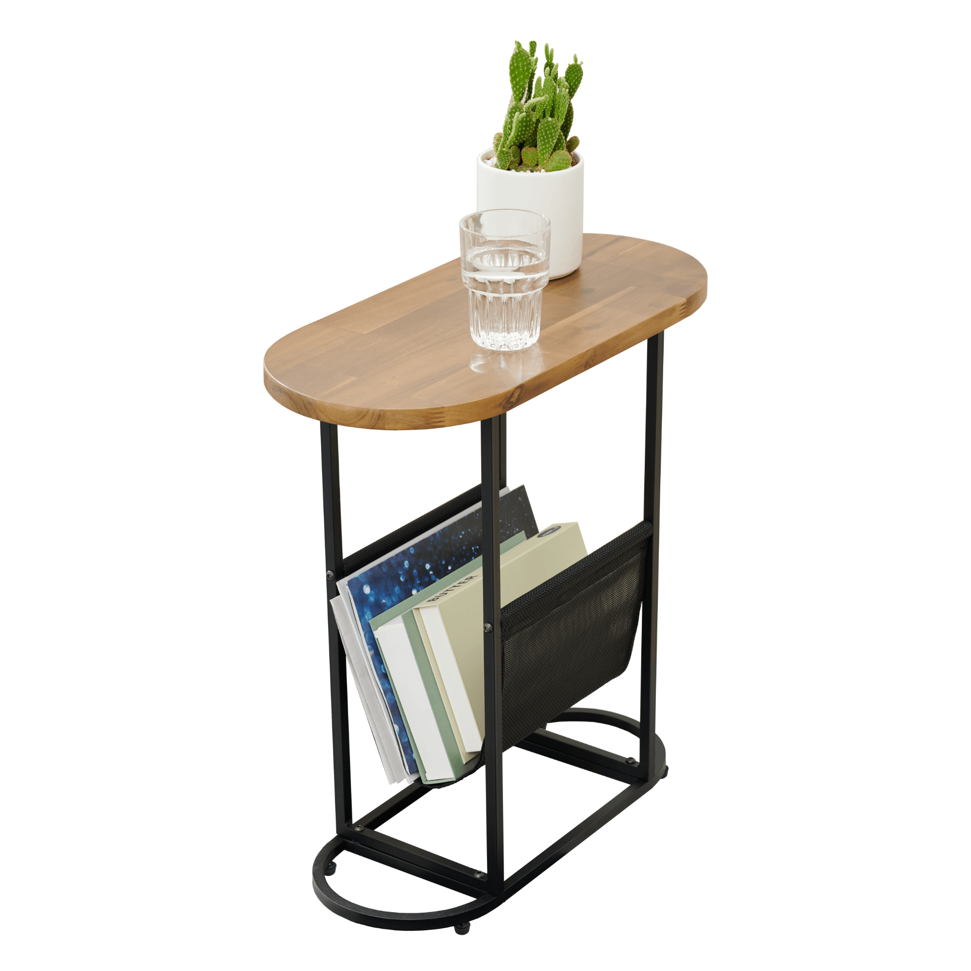 Acacia Oval Small Side Tables Living Room Small Space With Magazines Organizer Storage Space LamCham