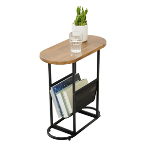 Acacia Oval Small Side Tables Living Room Small Space With Magazines Organizer Storage Space LamCham