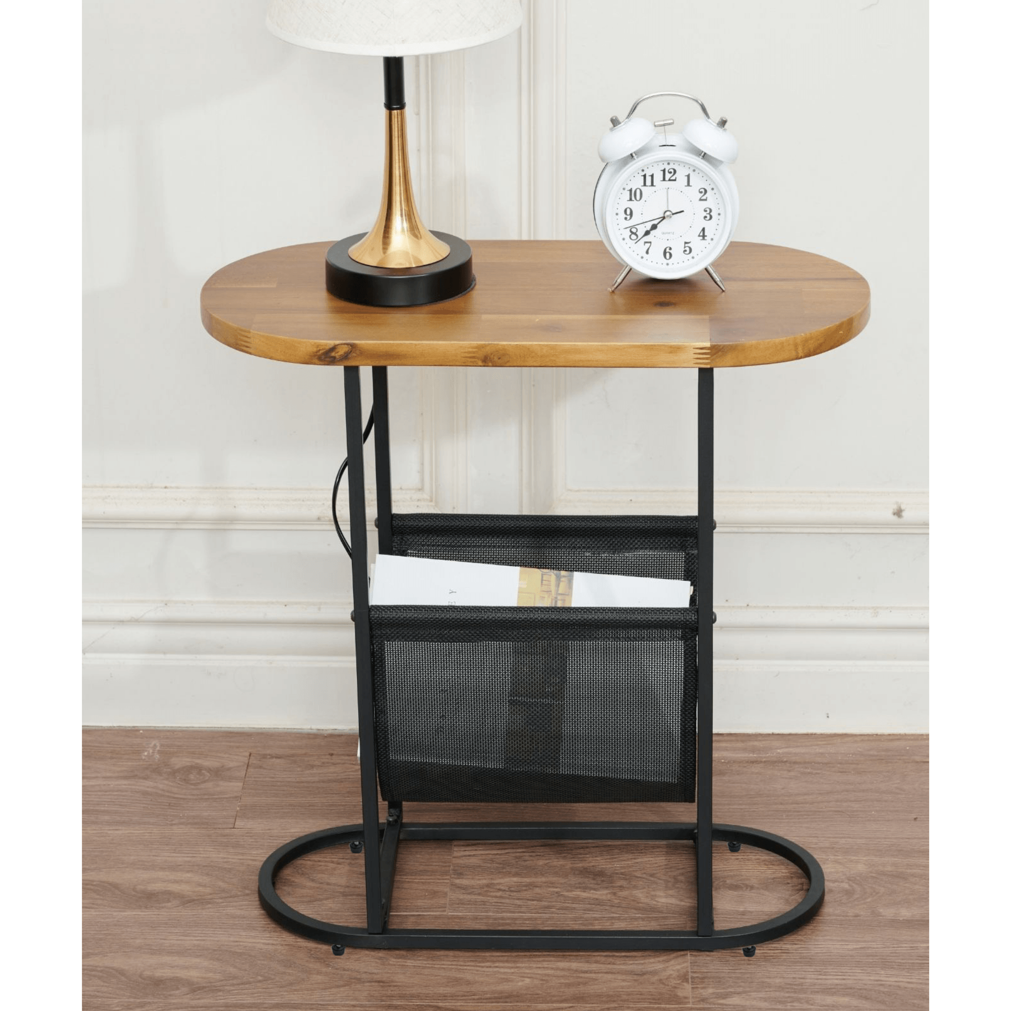 Acacia Oval Small Side Tables Living Room Small Space With Magazines Organizer Storage Space LamCham