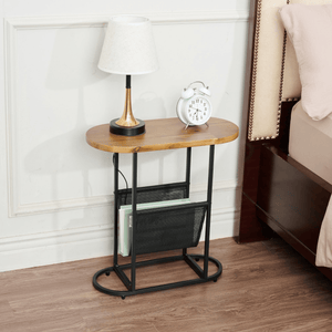 Acacia Oval Small Side Tables Living Room Small Space With Magazines Organizer Storage Space LamCham