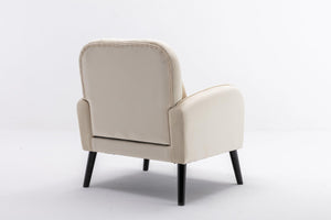 Accent Chair, KD Solid Wood Legs With Black Painting. Fabric Cover The Seat. With A Cushion. LamCham