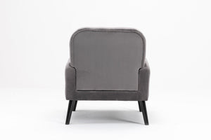 Accent Chair, KD Solid Wood Legs With Black Painting. Fabric Cover The Seat. With A Cushion. LamCham