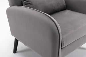 Accent Chair, KD Solid Wood Legs With Black Painting. Fabric Cover The Seat. With A Cushion. LamCham