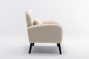 Accent Chair, KD Solid Wood Legs With Black Painting. Fabric Cover The Seat. With A Cushion. LamCham