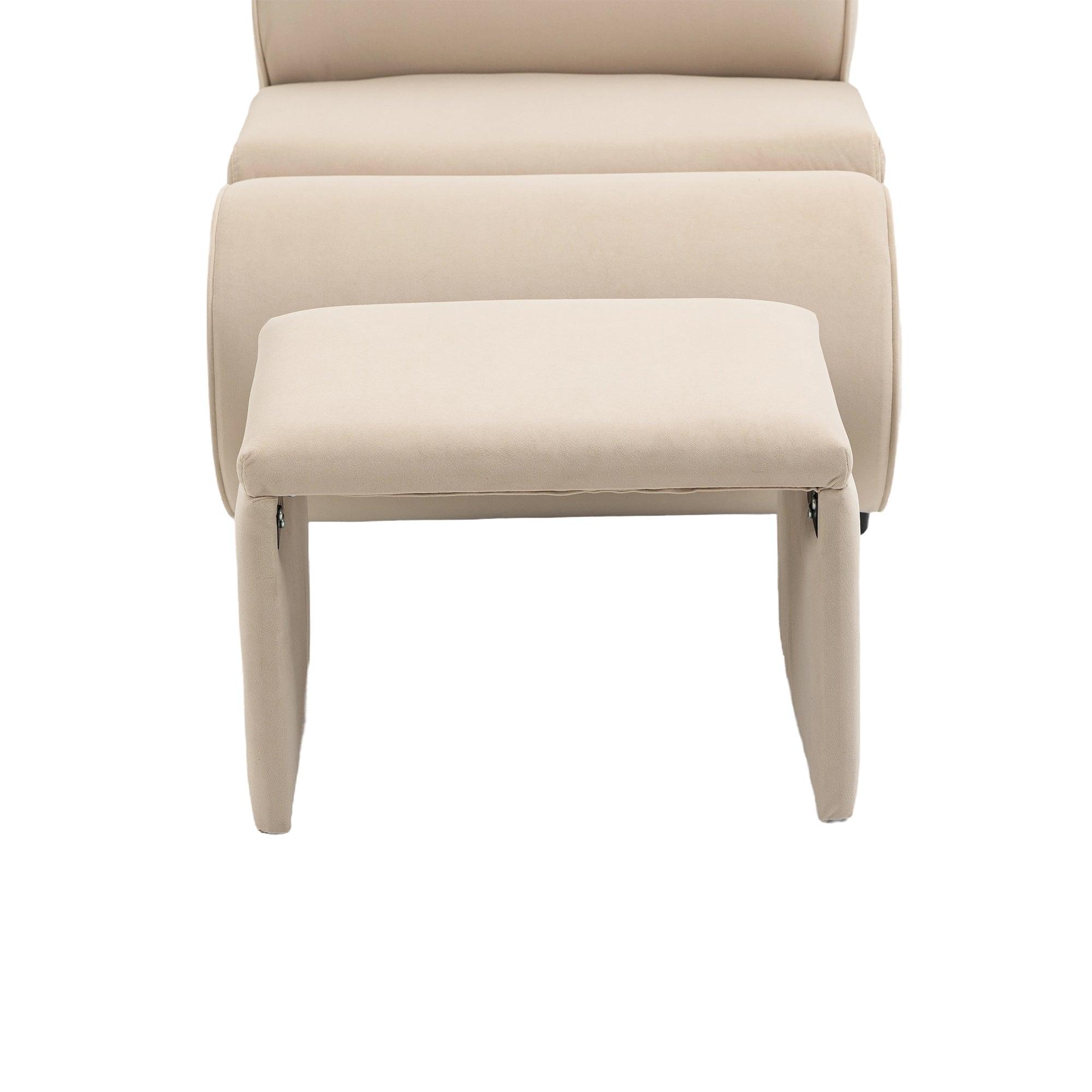 Accent Chair With Ottoman, Cushioned Deep Seat For Living Room, Beige LamCham