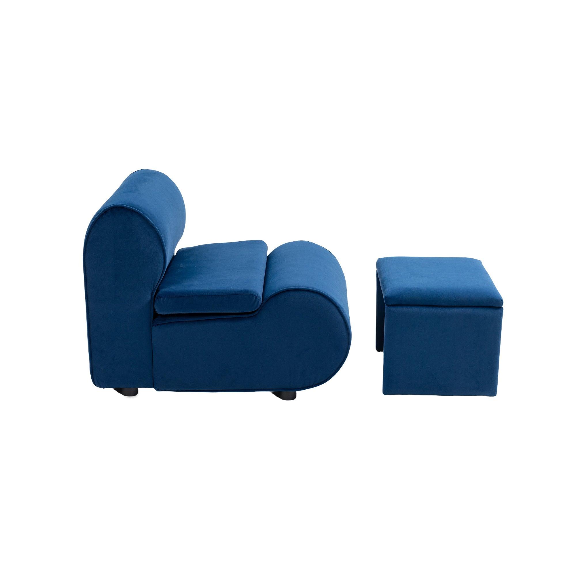 Accent Chair With Ottoman, Cushioned Deep Seat For Living Room, Blue LamCham
