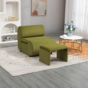 Accent Chair With Ottoman, Cushioned Deep Seat For Living Room, Olive Green LamCham