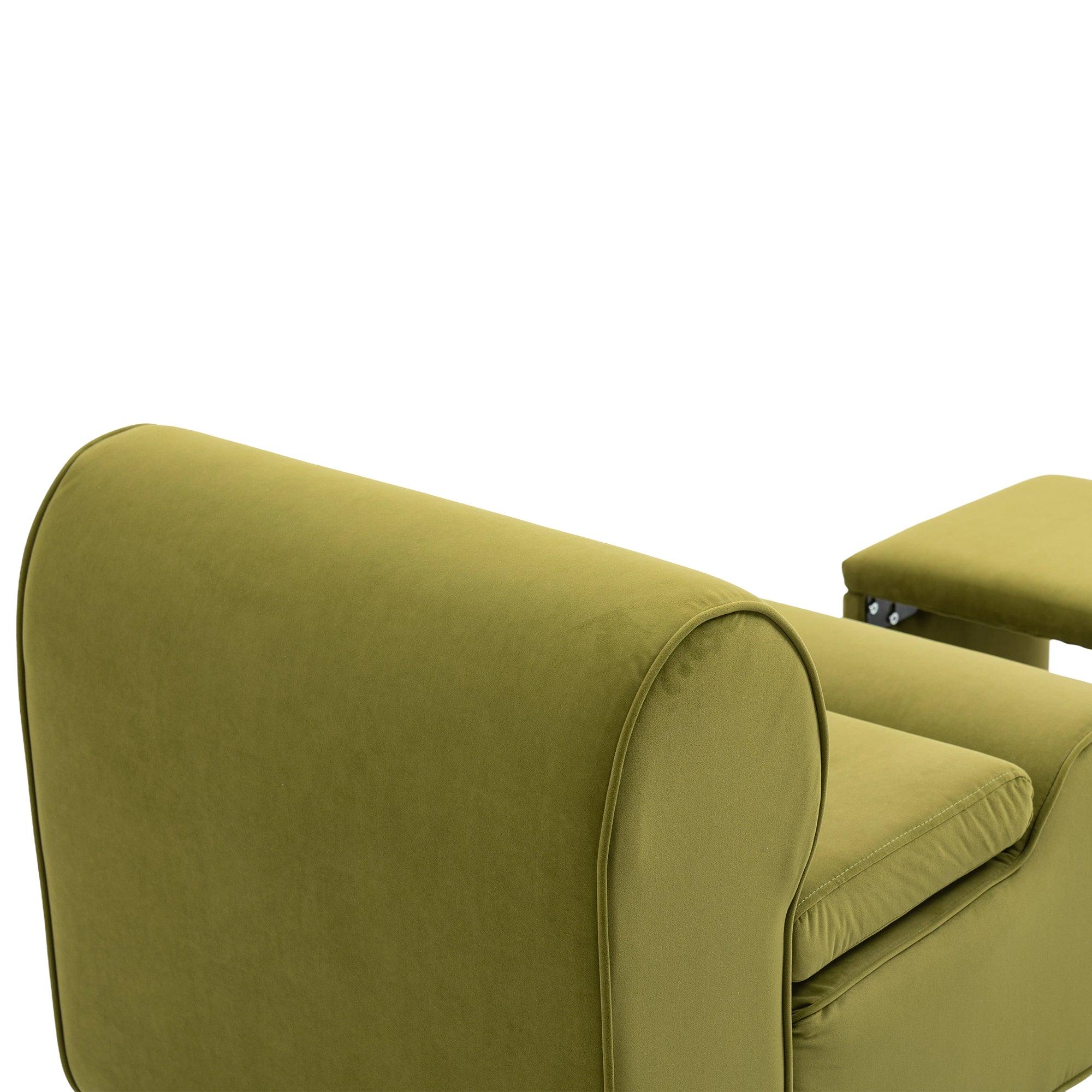 Accent Chair With Ottoman, Cushioned Deep Seat For Living Room, Olive Green LamCham