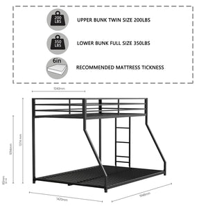 Adam Twin Over Full Metal Bunk, Black LamCham