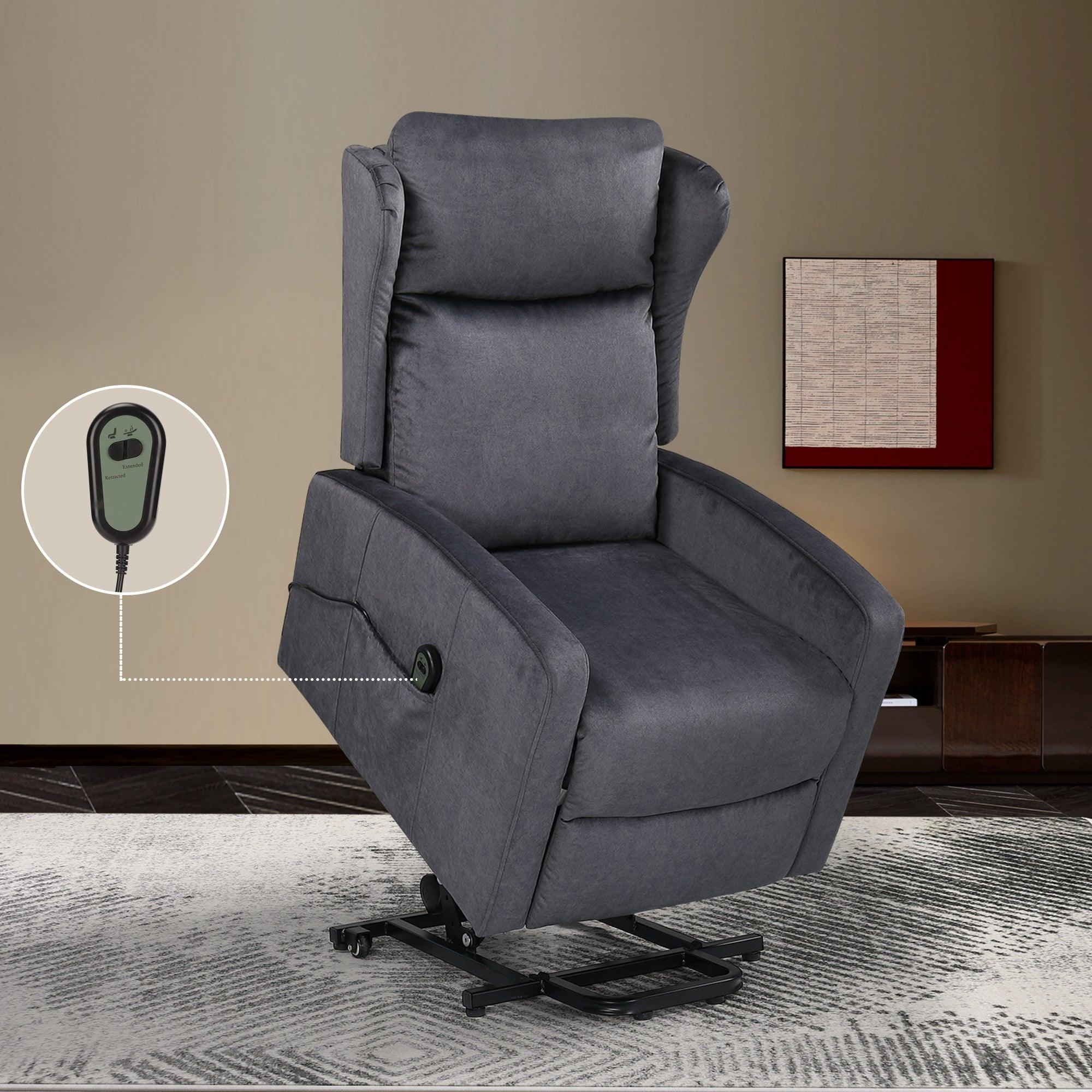 Adjustable Modern Lift Chair, Lift Recliner Sofa for Back, Lumbar, Legs Support, Classic Power Recliner Chair with Remote Control, Side Pocket (Technical Fabric Grey) LamCham