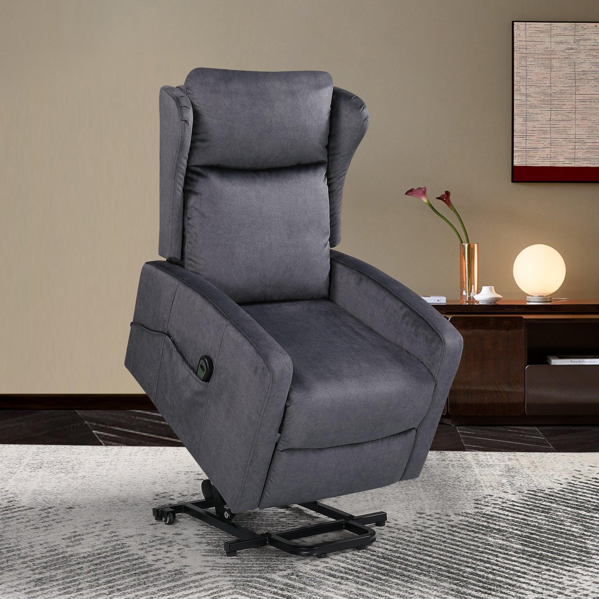 Adjustable Modern Lift Chair, Lift Recliner Sofa for Back, Lumbar, Legs Support, Classic Power Recliner Chair with Remote Control, Side Pocket (Technical Fabric Grey) LamCham