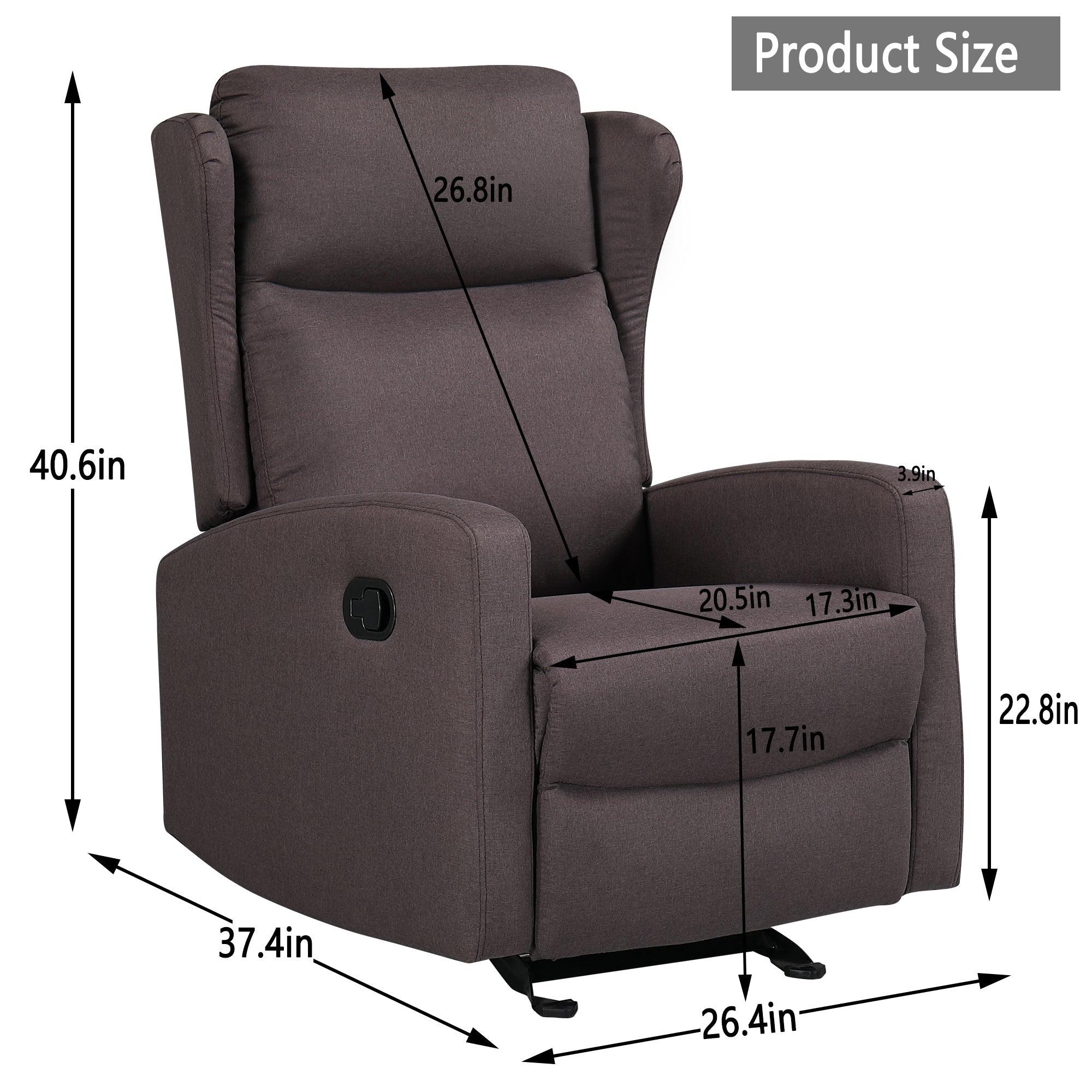 Adjustable Modern Recliner Chair, Recliner Sofa with Lumbar Support, Classic and Traditional Recliner Chair with Comfortable Arm and Back Sofa (Linen Brown) LamCham