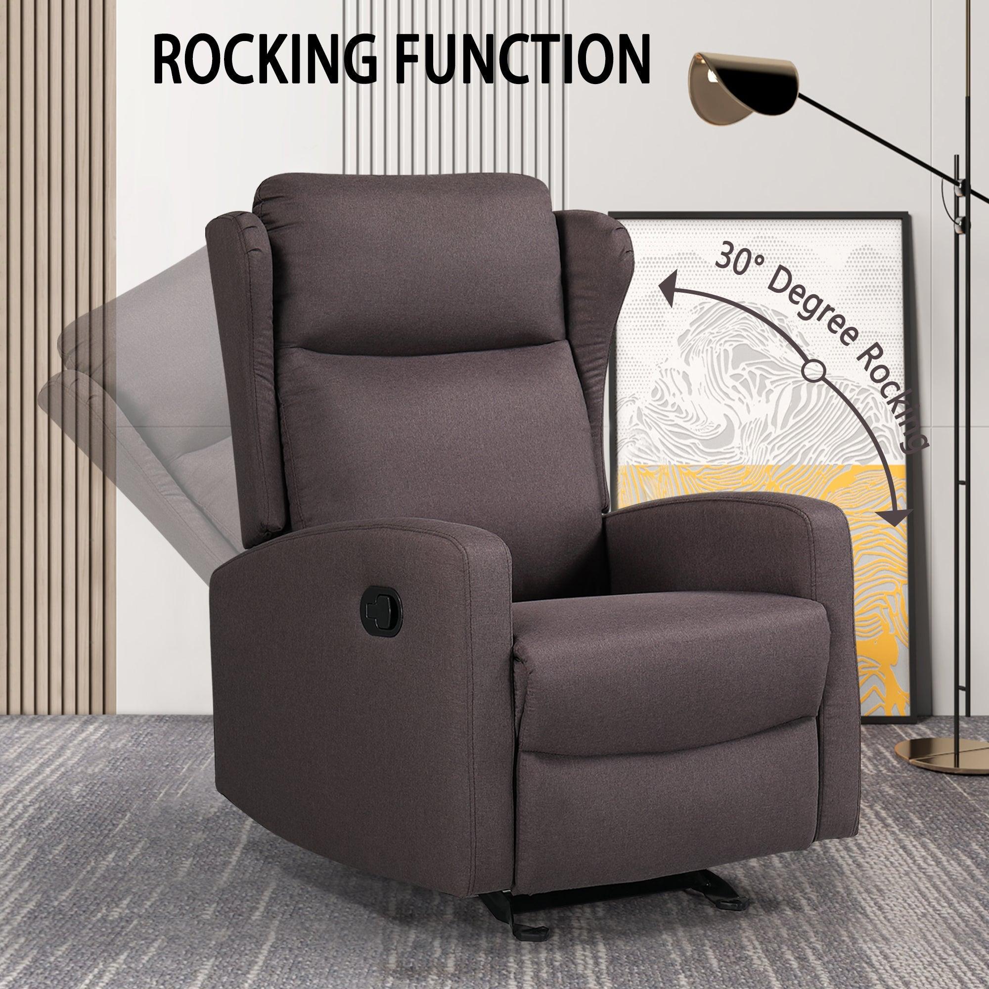 Adjustable Modern Recliner Chair, Recliner Sofa with Lumbar Support, Classic and Traditional Recliner Chair with Comfortable Arm and Back Sofa (Linen Brown) LamCham