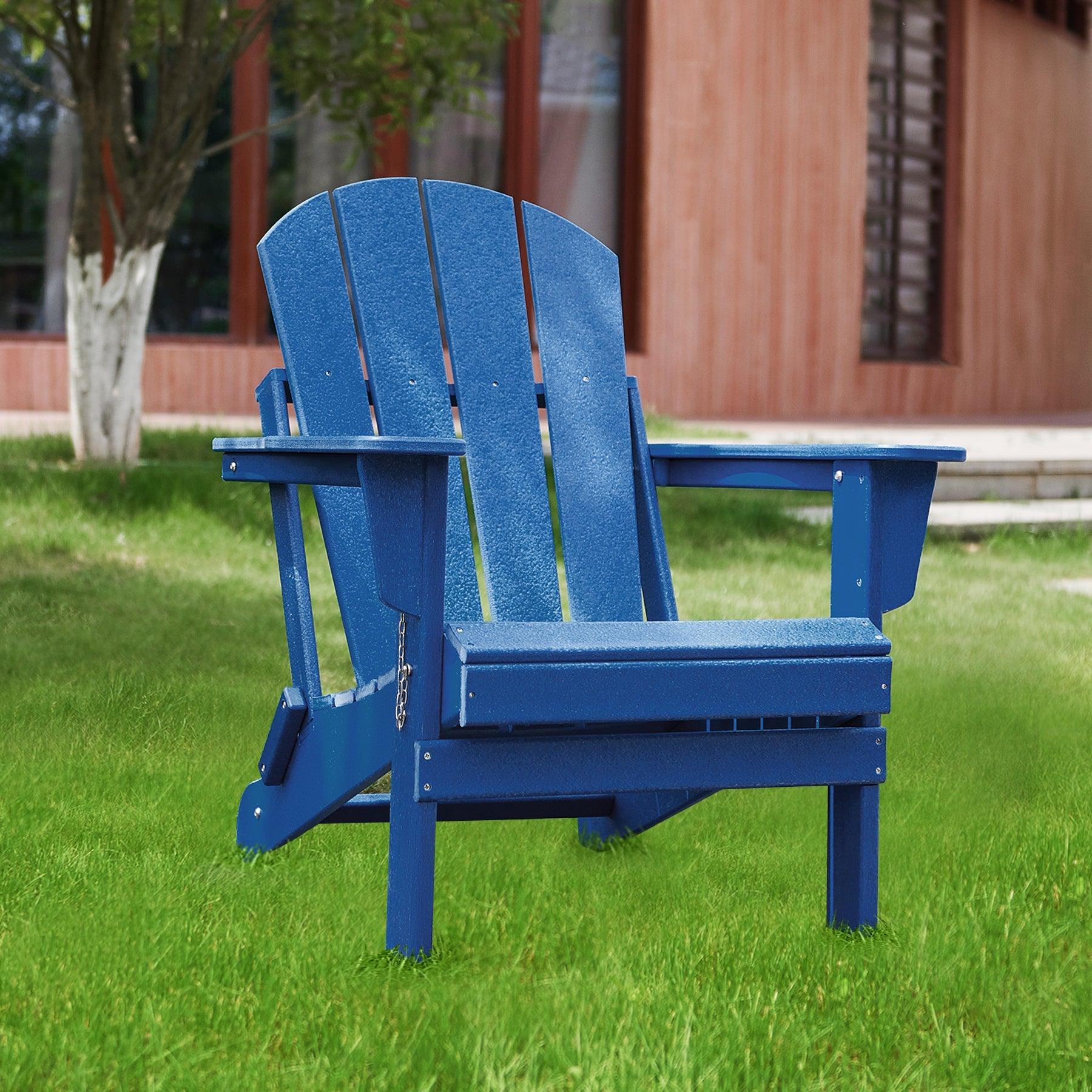 All-Weather Outdoor Lawn Patio Fire Pit Poly Material Folding Adirondack Chair LamCham