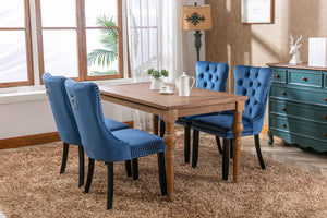 Allena Set Of 2 Velvet Upholstered Dining Chairs Nailhead Trim - Blue LamCham