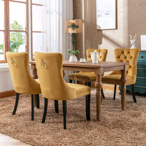 Allena Set Of 2 Velvet Upholstered Dining Chairs Nailhead Trim - Golden LamCham