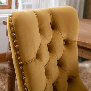 Allena Set Of 2 Velvet Upholstered Dining Chairs Nailhead Trim - Golden LamCham