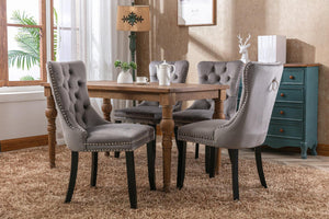 Allena Set Of 2 Velvet Upholstered Dining Chairs Nailhead Trim - Gray LamCham