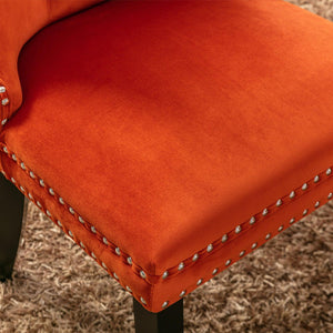 Allena Set Of 2 Velvet Upholstered Dining Chairs Nailhead Trim - Orange LamCham