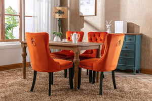 Allena Set Of 2 Velvet Upholstered Dining Chairs Nailhead Trim - Orange LamCham