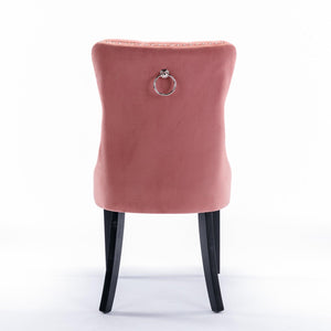 Allena Set Of 2 Velvet Upholstered Dining Chairs Nailhead Trim - Pink LamCham