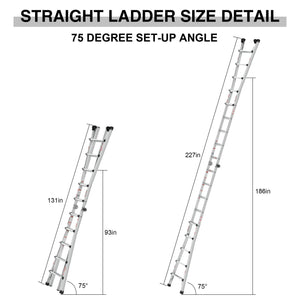 Aluminum Multi-Position Ladder With Wheels, 300 Lbs Weight Rating, 22 FT LamCham