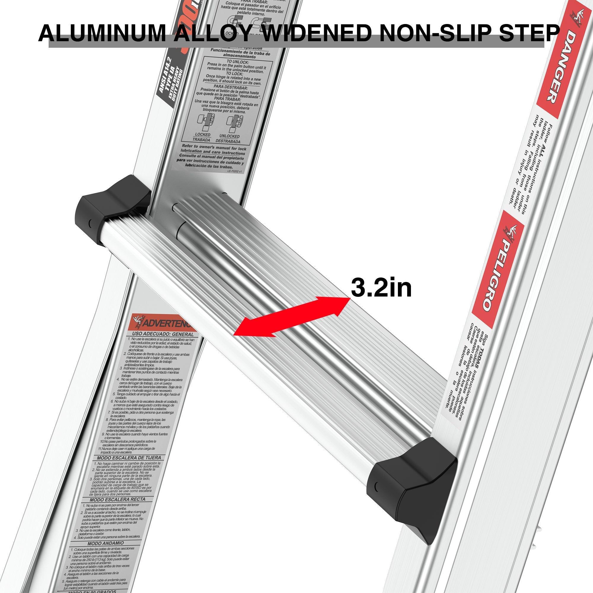 Aluminum Multi-Position Ladder With Wheels, 300 Lbs Weight Rating, 22 FT LamCham