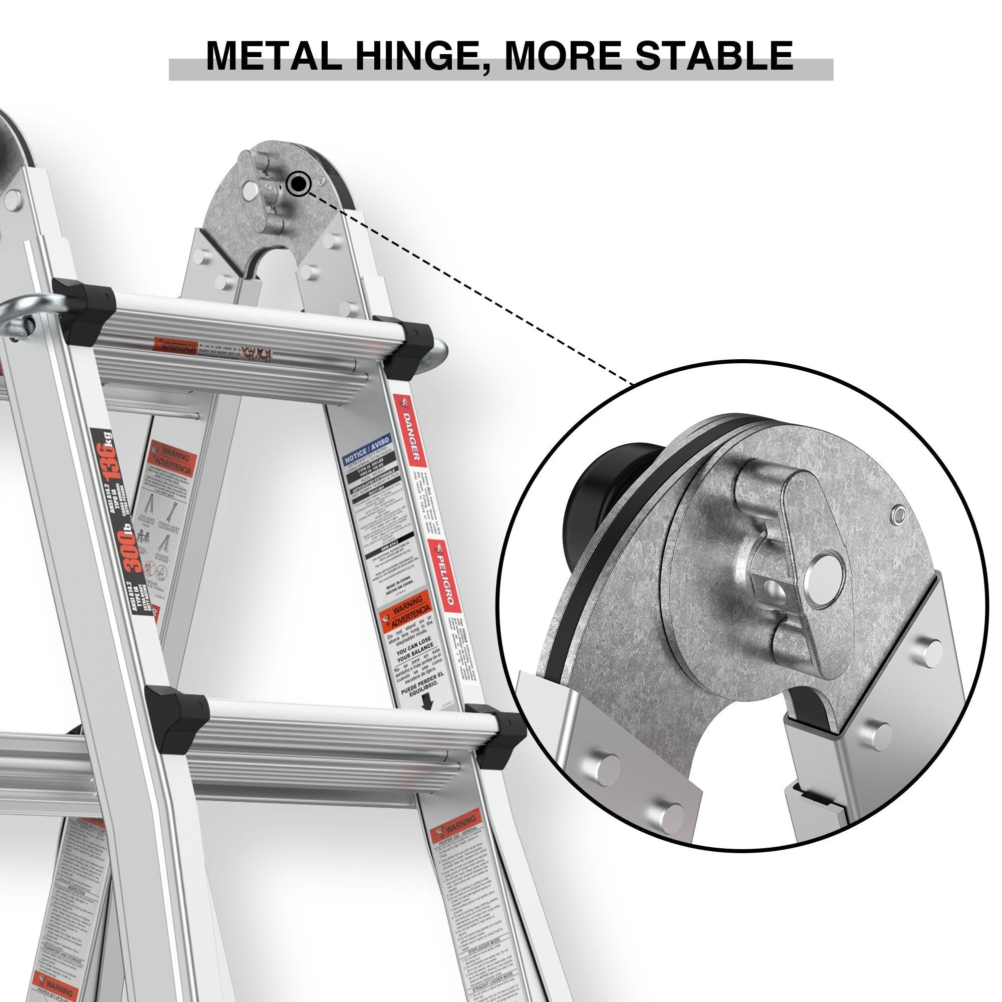 Aluminum Multi-Position Ladder With Wheels, 300 Lbs Weight Rating, 22 FT LamCham