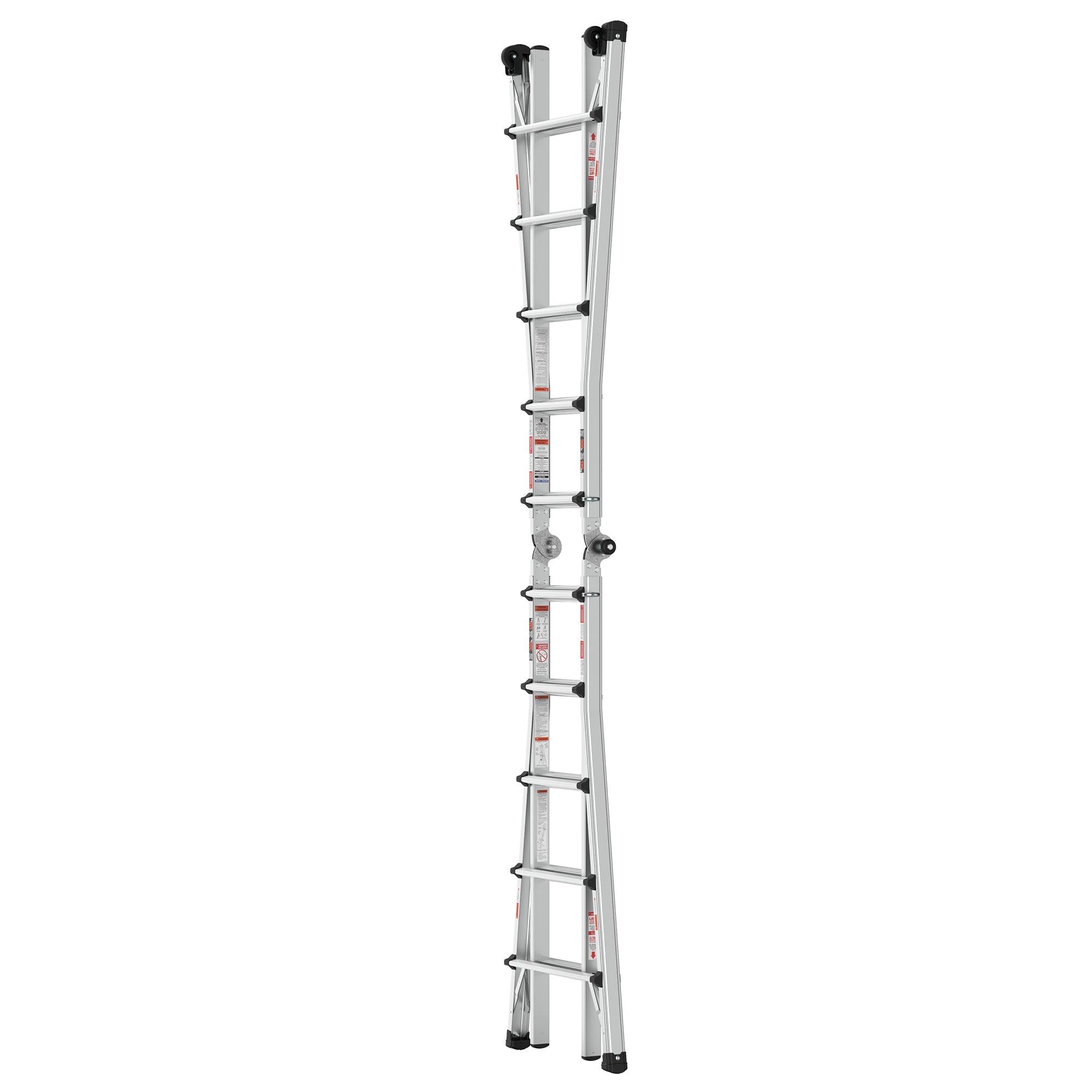 Aluminum Multi-Position Ladder With Wheels, 300 Lbs Weight Rating, 22 FT LamCham