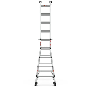 Aluminum Multi-Position Ladder With Wheels, 300 Lbs Weight Rating, 22 FT LamCham